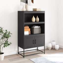 Berkfield Highboard Black 68.5X38.5X123.5 Cm Steel - thumbnail 3