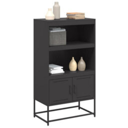 Berkfield Highboard Black 68.5X38.5X123.5 Cm Steel - thumbnail 4