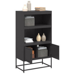 Berkfield Highboard Black 68.5X38.5X123.5 Cm Steel - thumbnail 5