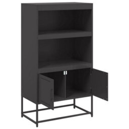 Berkfield Highboard Black 68.5X38.5X123.5 Cm Steel - thumbnail 9