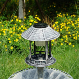 Grey Pedestal Solar Bird Bath Feeder Planter Feeding Table Station - thumbnail 5