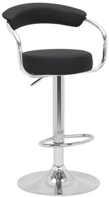 Lamboro Zenith Single Kitchen Bar Stool, Chrome Footrest, Height Adjustable Swivel Gas Lift, Breakfast Stool & Home Barstool, Black - image 1