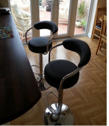 Lamboro Zenith Single Kitchen Bar Stool, Chrome Footrest, Height Adjustable Swivel Gas Lift, Breakfast Stool & Home Barstool, Black - thumbnail 8