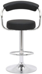 Lamboro Zenith Single Kitchen Bar Stool, Chrome Footrest, Height Adjustable Swivel Gas Lift, Breakfast Stool & Home Barstool, Black - thumbnail 3