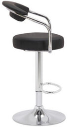 Lamboro Zenith Single Kitchen Bar Stool, Chrome Footrest, Height Adjustable Swivel Gas Lift, Breakfast Stool & Home Barstool, Black - thumbnail 2