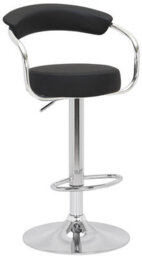 Lamboro Zenith Single Kitchen Bar Stool, Chrome Footrest, Height Adjustable Swivel Gas Lift, Breakfast Stool & Home Barstool, Black - thumbnail 1