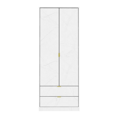 Tamworth Tall 2 Drawer Wardrobe In Marble (Ready Assembled) - image 1