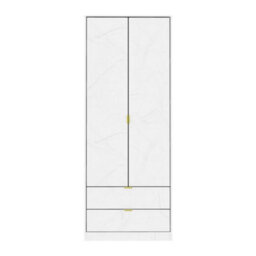 Tamworth Tall 2 Drawer Wardrobe In Marble (Ready Assembled) - thumbnail 2