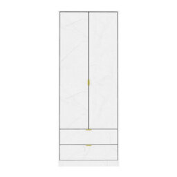 Tamworth Tall 2 Drawer Wardrobe In Marble (Ready Assembled)