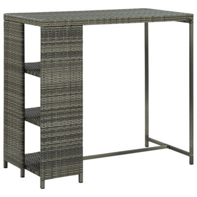 Walplus Bar Table With Storage Rack Grey 120X60X110 Cm Poly Rattan - image 1