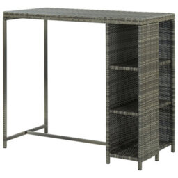 Walplus Bar Table With Storage Rack Grey 120X60X110 Cm Poly Rattan - thumbnail 4
