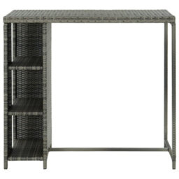 Walplus Bar Table With Storage Rack Grey 120X60X110 Cm Poly Rattan - thumbnail 2