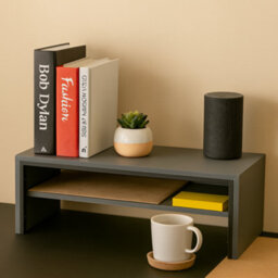 Vitinni Two Tier Shelf Riser Desk Stand - Charcoal Grey Monitor Riser - thumbnail 1