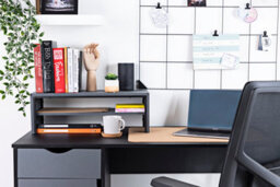 Vitinni Two Tier Shelf Riser Desk Stand - Charcoal Grey Monitor Riser - thumbnail 5