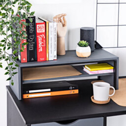 Vitinni Two Tier Shelf Riser Desk Stand - Charcoal Grey Monitor Riser - thumbnail 3