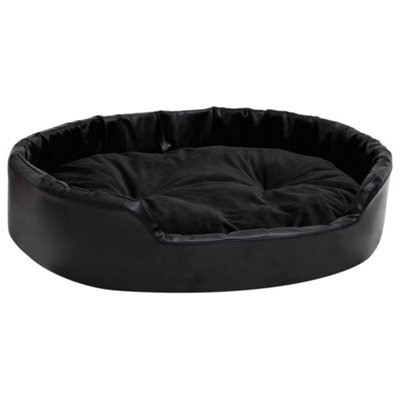 Berkfield Luxury Dog Bed Black 90X79X20 Cm Plush And Faux Leather - image 1