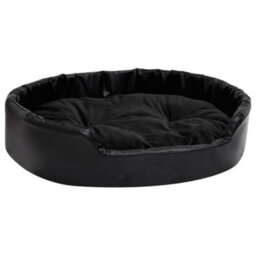 Berkfield Luxury Dog Bed Black 90X79X20 Cm Plush And Faux Leather