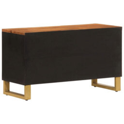 Berkfield Tv Cabinet Brown And Black 80X31.5X46 Cm Solid Wood Mango - thumbnail 6
