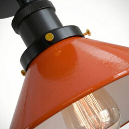 Flush Mount Ceiling Lighting For Kitchen, Bedroom, Living Room Metal  E27 Light Fixtures Orange Cone Lampshade Without Bulb - thumbnail 3
