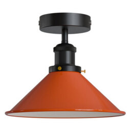 Flush Mount Ceiling Lighting For Kitchen, Bedroom, Living Room Metal  E27 Light Fixtures Orange Cone Lampshade Without Bulb