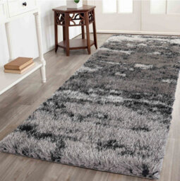 Modern Soft Two Tone Shimmer Shaggy Area Rugs Silver 80X150 Cm - thumbnail 4