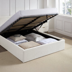 Teddy Boucle 3Ft Single Gas Lift Up Ottoman Storage Bedframe (H: 88.5Cm X W: 108Cm X L: 203Cm) (White) - thumbnail 3