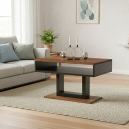 Tilo Modern Compact Coffee Table Stirling Oak Legs Black Finish Durable Laminated Board With Lower Storage Shelf - thumbnail 4