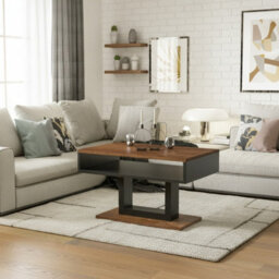 Tilo Modern Compact Coffee Table Stirling Oak Legs Black Finish Durable Laminated Board With Lower Storage Shelf - thumbnail 1