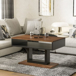 Tilo Modern Compact Coffee Table Stirling Oak Legs Black Finish Durable Laminated Board With Lower Storage Shelf - thumbnail 2