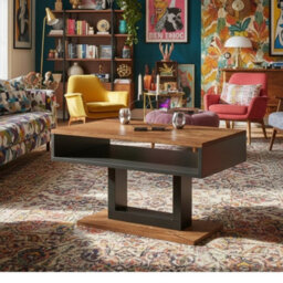 Tilo Modern Compact Coffee Table Stirling Oak Legs Black Finish Durable Laminated Board With Lower Storage Shelf - thumbnail 3