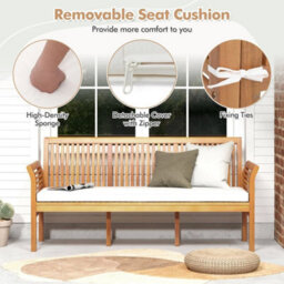 159Cm Garden Bench 3 Person Porch Bench W/ High Backrest - thumbnail 6