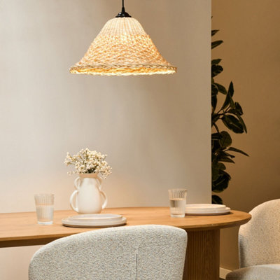 Beliani Pendant Lamp Natural Bamboo And Rattan Shade Handmade Boho Woven Lighting - W45 X H136Cm - image 1