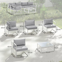 Outsunny 5 Seater Aluminium Garden Furniture Set W/ Table, Light Grey - thumbnail 3