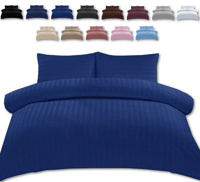 TheWhiteWater Limited Duvet Cover Set Seersucker Single/double/king/super King Bedding Set - Duvet Cover + Matching Pillowcase - Royal Blue - image 1