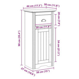Berkfield Bathroom Cabinet Bodo White And Brown 44X30X90 Cm - thumbnail 8
