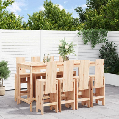 Berkfield 9 Piece Garden Bar Set Solid Wood Pine - image 1