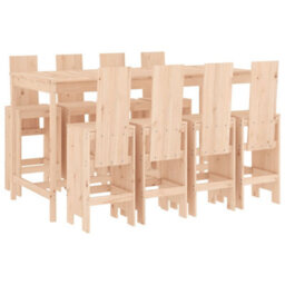 Berkfield 9 Piece Garden Bar Set Solid Wood Pine - thumbnail 2