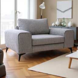 Abakus Direct Venice Armchair In Light Grey With Deep Seats And Extra-Wide Padded Arms