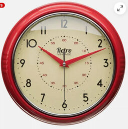 "Home Luxe Interiors 9.5"" Retro Red Diner Wall Clock - Vintage Quartz Analog"