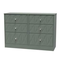 Genoa Ready Assembled Matt Green No Effect 6 Drawer Chest (H)792mm (W)1117mm (D)395mm