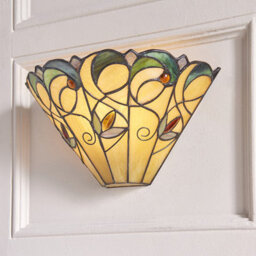 Luminosa Lighting Luminosa Jamelia 1 Light Indoor Wall Uplighter Dark Bronze With Tiffany Glass, E14 - thumbnail 3
