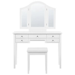 Beliani Dressing Table With Mirror And Stool Lumiere White - thumbnail 7