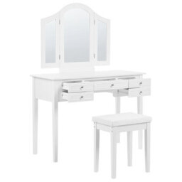 Beliani Dressing Table With Mirror And Stool Lumiere White - thumbnail 4