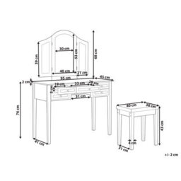 Beliani Dressing Table With Mirror And Stool Lumiere White - thumbnail 3