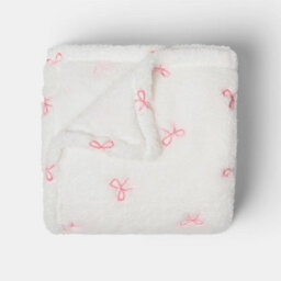 Ohs Bow Embossed Ultrasoft Fleece Throw Thermal Blanket - 125 X 150Cm - Pink - thumbnail 4