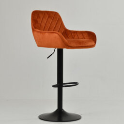 Lakeland Furniture Arnside Burnt Orange Velvet Black Adjustable Base Bar Stool - thumbnail 4