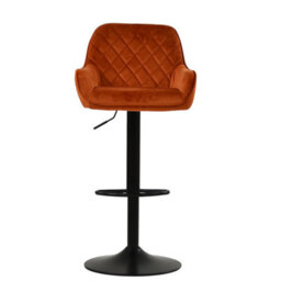 Lakeland Furniture Arnside Burnt Orange Velvet Black Adjustable Base Bar Stool