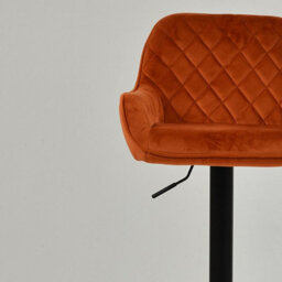 Lakeland Furniture Arnside Burnt Orange Velvet Black Adjustable Base Bar Stool - thumbnail 7