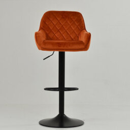 Lakeland Furniture Arnside Burnt Orange Velvet Black Adjustable Base Bar Stool - thumbnail 3