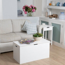 Seaton White Wooden Storage Chest, Blanket Box, Trunk, Ottoman, Toy Box - thumbnail 5